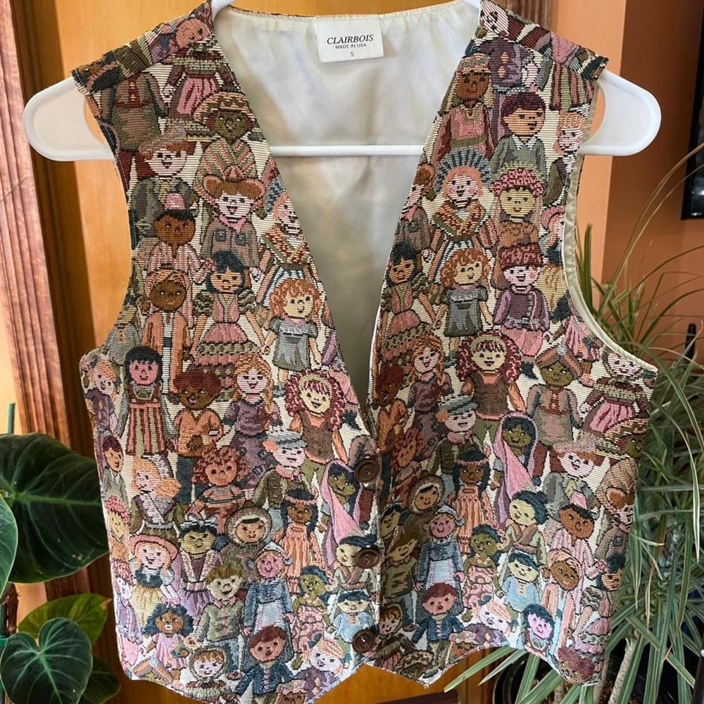 Vintage diversity face vest twee indie alt cottagecore teachercore